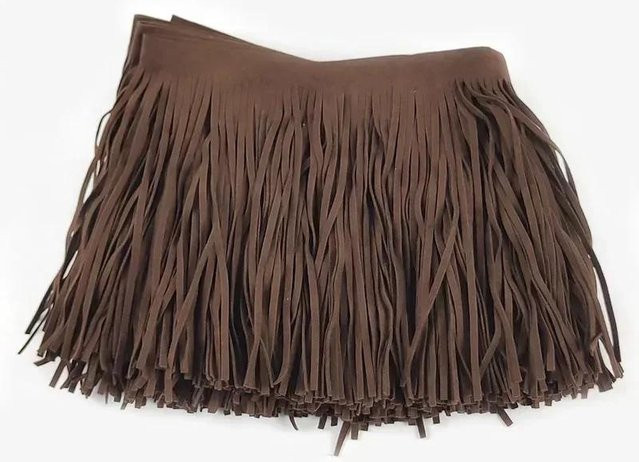 Meetee Fransenband aus Leder und Wildleder mit Quasten für Kleidung und Handtaschen, 2 Meter, Farben: Schwarz und Braun - Bild 1