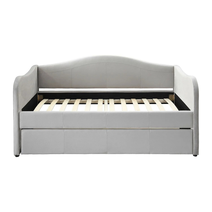 Vente-unique Sofabett Mathilde in Hellgrau mit Samtbezug und Ausziehfunktion im Art déco Stil - Bild 2