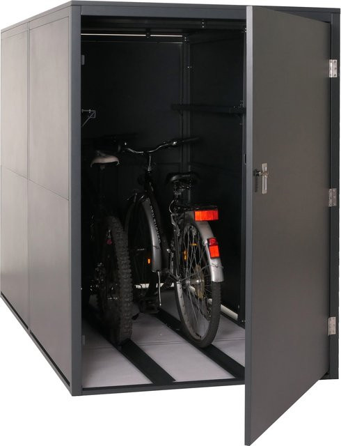 MCW 2er-Fahrradgarage L56c aus Metall mit Ablage, abschließbar, Anthrazit, B/T/H: 160 x 113 x 209 cm - Bild 1