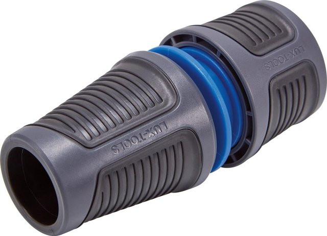 LUX-TOOLS Schlauchverbinder mit Wasserstopp 13 mm (1/2 Zoll) und 15 mm (5/8 Zoll) in Grau - Bild 1