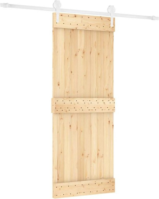 vidaXL Schiebetür aus Massivkiefer in Natur und Weiß, B: 80 cm, H: 210 cm - Bild 1