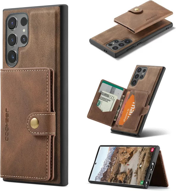 Samsung Galaxy 2-in-1 Magnetische Lederhülle mit abnehmbarer Brieftasche und Kartenfach in Braun für Galaxy S24 S23 S22 S21 S20 Ultra Plus FE - Bild 1