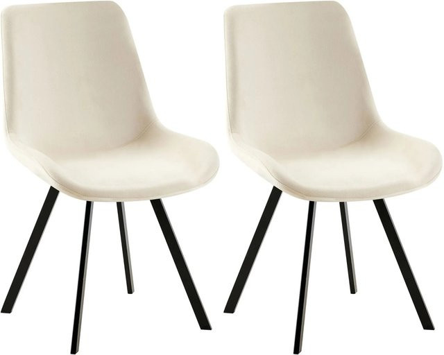 2er Set Esszimmerstühle DELUKE LOVER aus Samt in Creme, drehbare Küchenstühle mit Metallgestell, B/T/H: 53 x 59 x 89 cm - Bild 1