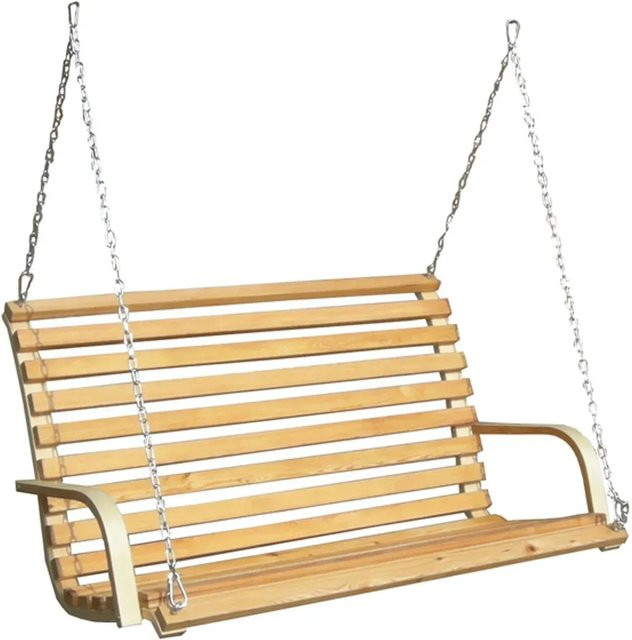 AMANKA Hollywoodschaukel Bank aus Lärchenholz mit Armlehnen in Braun, B/T/H: 146 x 100 x 70 cm - Bild 1