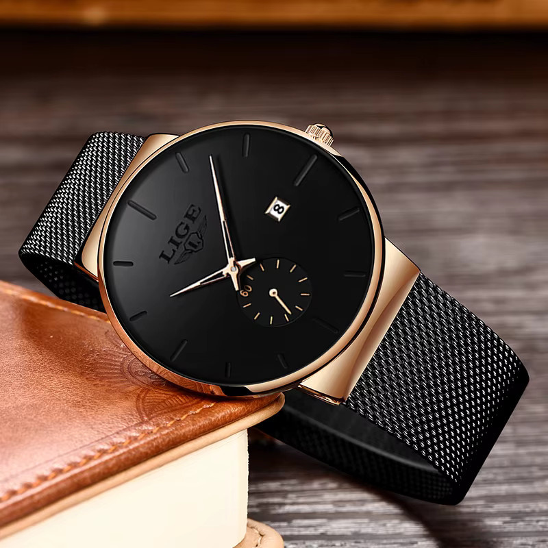 LIGE Armbanduhr, Quarz, Silikon, Schwarz, Herren - Bild 2