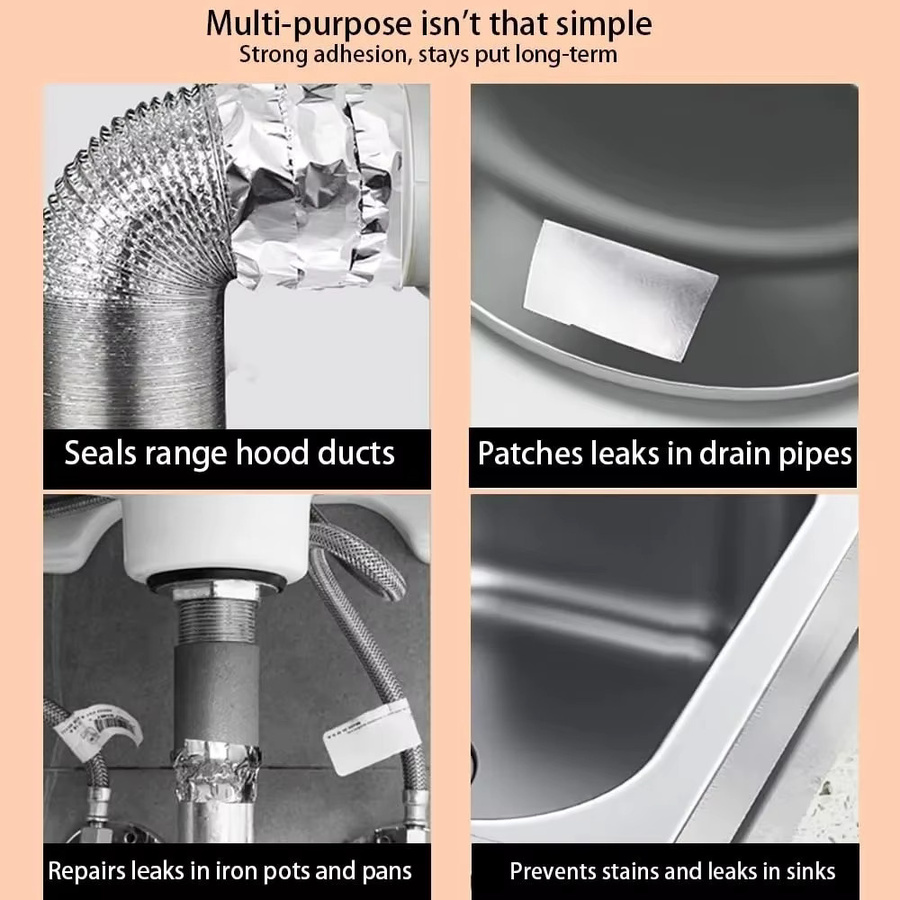 TFAAI Aluminiumfolienband Silber, selbstklebendes Dichtungsband für die Herdspalt-Reparatur, wasserdicht und hitzebeständig, Breite: 0,5 cm - Bild 4