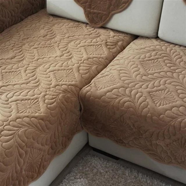 Super Six Plüsch-Sofabezug in Kaffeebraun, rutschfester Winter-Sofabezug aus Polyester, einfarbig, B: 70 cm, L: 70 cm - Bild 1