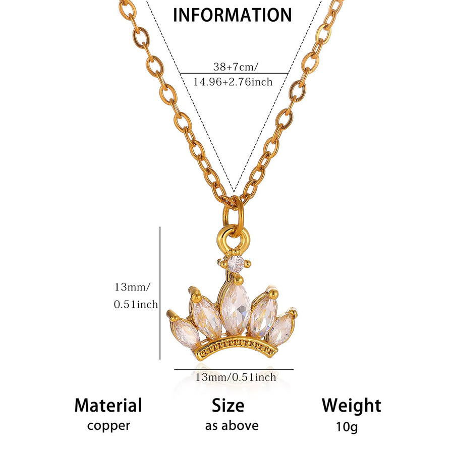 HPTOTMG Halskette in Kronenform, Gold, Kristall, Zirkonia, Damen - Bild 3