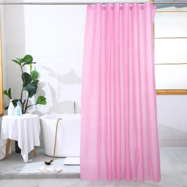 Tangli Duschvorhang aus PEVA in Rosa, wasserdicht und schimmelresistent mit Haken, Höhe: 180 cm - Bild 1