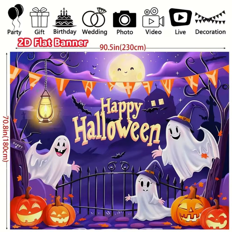 VIKAMA Halloween Flachbanner Fledermaus Party-Dekoration Mehrfarbig B: 60 cm, H: 40 cm, T: 40 cm - Bild 4