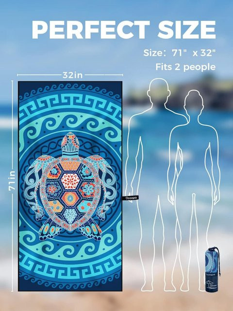 OCOOPA Strandtuch aus Mikrofaser in Blau, sandfrei und schnelltrocknend, B/H: 70 x 140 cm - Bild 1