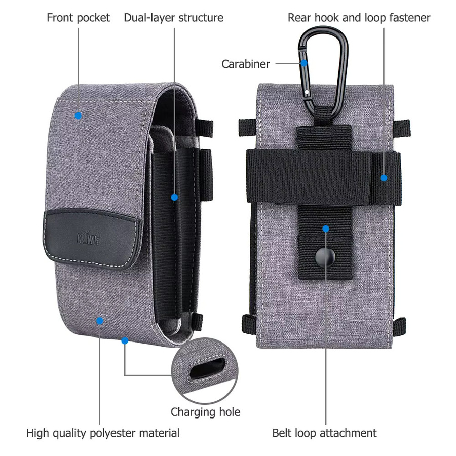 KIWIFOTOS Dual-Layer Smartphone-Tasche mit Schultergurt und Kartenfach für iPhone 15 14 13 in Grau - Bild 4