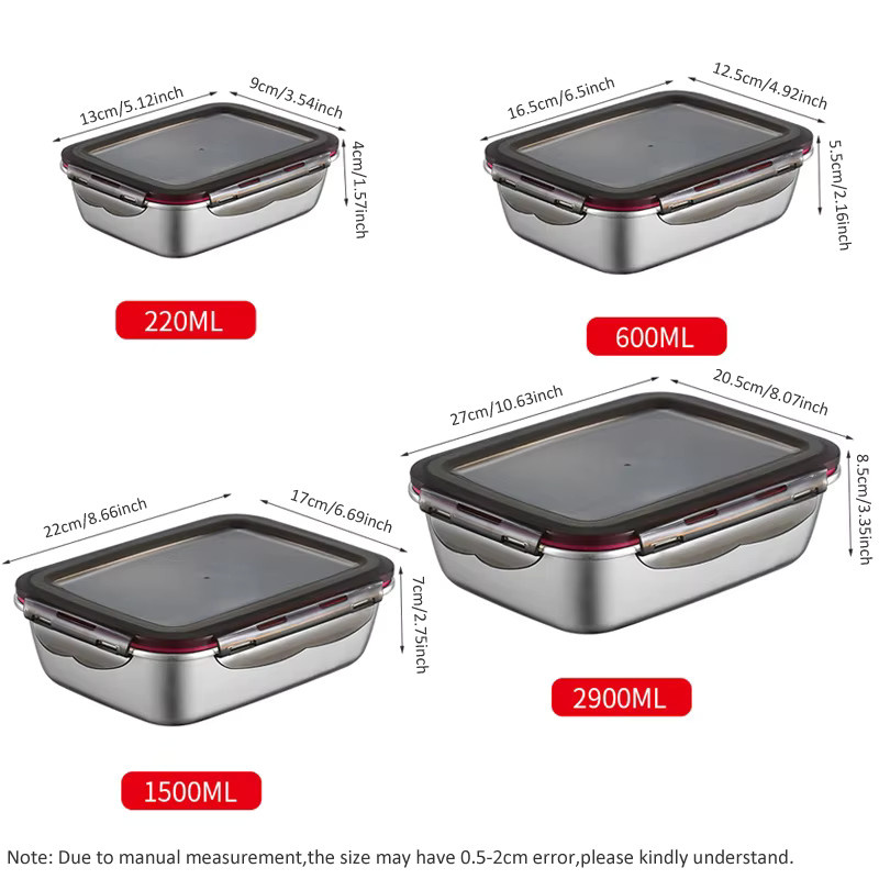 Auslaufsichere Lunchbox aus 304 Edelstahl in Silber für Reise und Haushalt - Bild 3