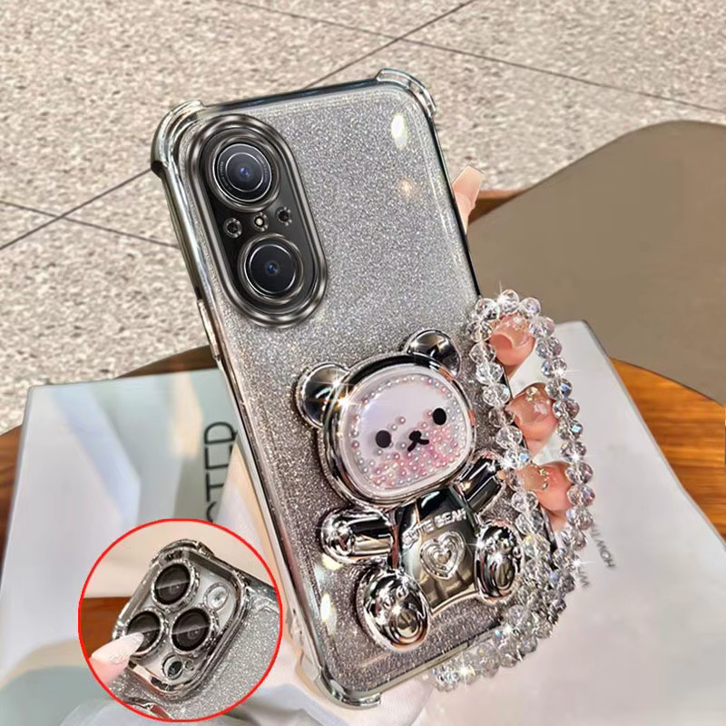 Schutzhülle mit Bär-Motiv und Lanyard für Honor 200 Lite, 400 Lite, 400, 50SE, 200Pro, 400Pro, 90, Magie 6Pro in Schwarz - Bild 1