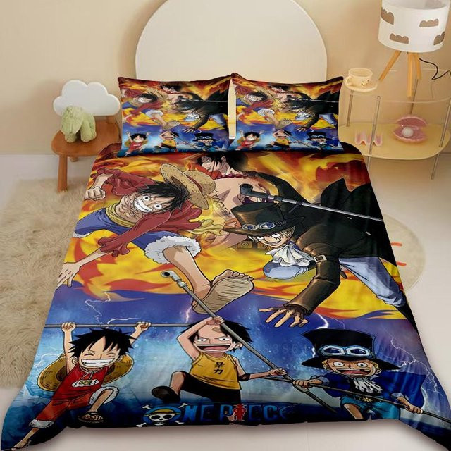 3-teiliges One Piece Bettwäsche-Set mit Luffy Motiv von JMG Household Supplies, bunt, Microfaser, B/H: 135 x 200 cm - Bild 1