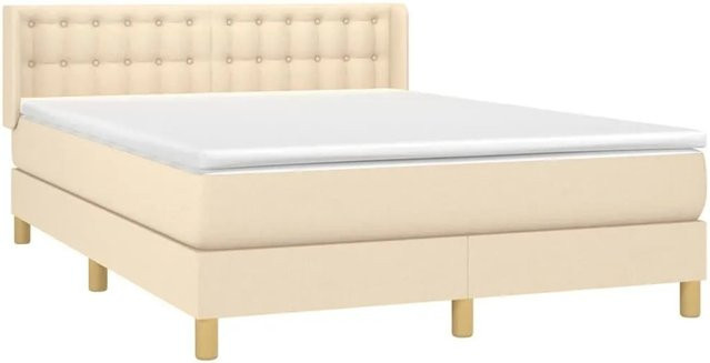 vidaXL Boxspringbett mit Matratze Hybrid-Design in Beige mit Taschenfederkern B/T: 140 x 190 cm - Bild 1