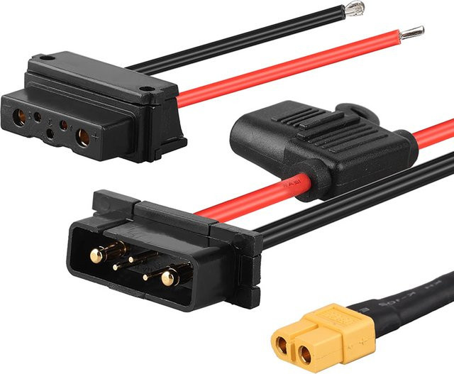 DIVEDEER Batteriekasten-Entladeanschluss XT60 auf 4/5/6-poliger Adapter für E-Bike Power Batteriebasis Ersatzteil für Hailong G80/Nr. 1 Typ 2, Schwarz - Bild 1