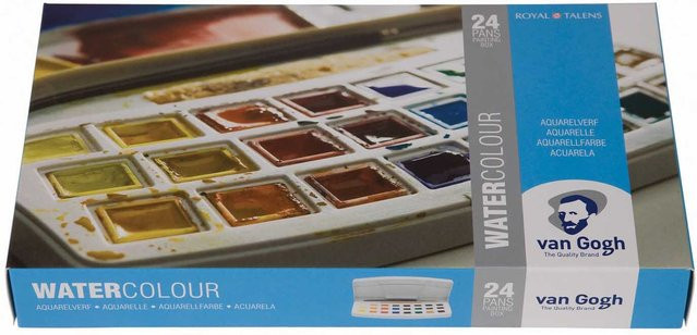 Van Gogh Aquarell Set mit 24 Näpfchen, Pinsel und Schwamm, Mehrfarbig - Bild 1