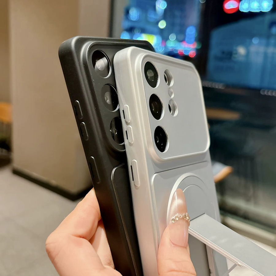 Magnetische Schutzhülle mit Ständer und Objektivschutz für Samsung Galaxy S26 S25 S24 S23 S22 S21 Ultra Plus FE Edge in Schwarz - Bild 2