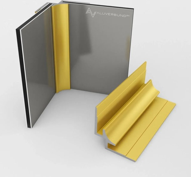 Aluverbund24 Inneneckprofil für Alu-Verbundplatten, Gold-Eloxiert, Länge: 100 cm - Bild 1
