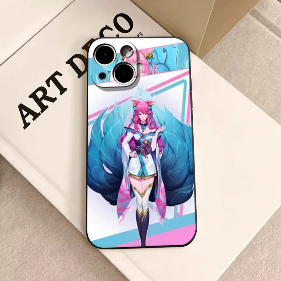 Potdemiel Handyhülle mit HD Ahri Design aus League of Legends für iPhone 11 bis iPhone 17 Pro Max, weiches Silikon, Schwarz und Multicolour - Bild 2