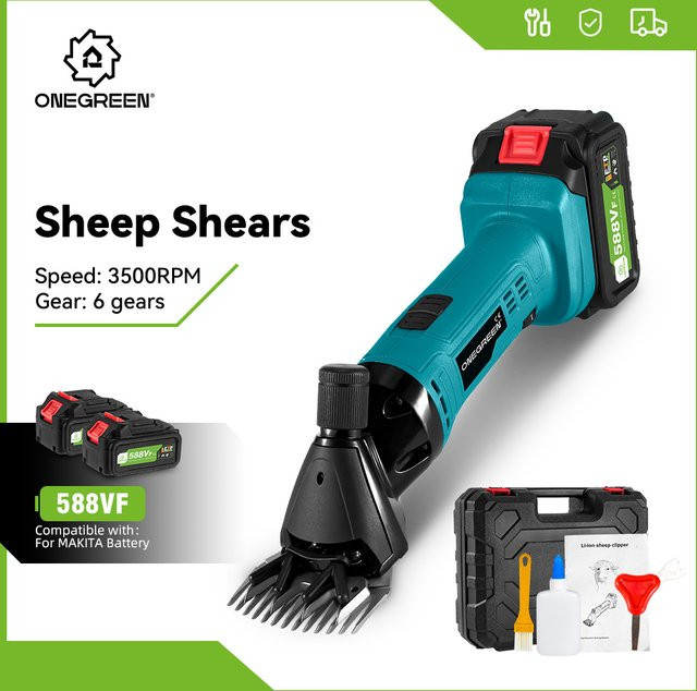 ONEGREEN elektrische Wollschere kabellos mit 6 Gängen und 13 Zähnen für Makita 18 V Akku - Bild 1