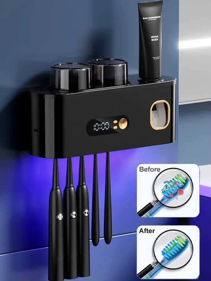 PEICON UV-Zahnbürsten-Sterilisator und elektrischer Zahnbürsten-Desinfektor mit automatischem Zahnpasta-Quetscher und Aufbewahrungshalter, Farbe: Weiß - Bild 6