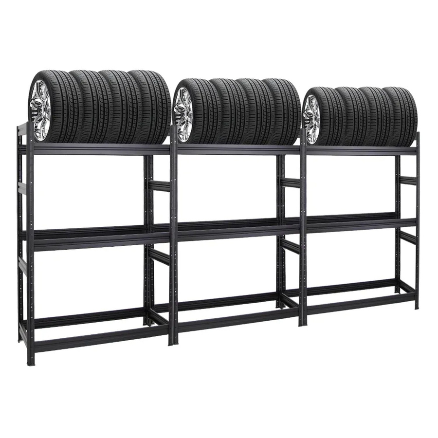 PROREGAL Dino Reifenregal Set aus 3 Stück, Schwarz, H x B x T: 180 x 120 x 50 cm, Fachlast 150 kg - Bild 2