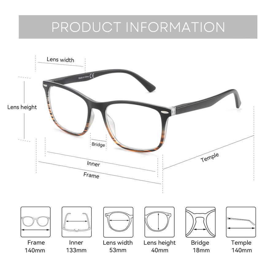 ZENOTTIC Korrektionsbrille, quadratisch, Vollrand, Unisex - Bild 1