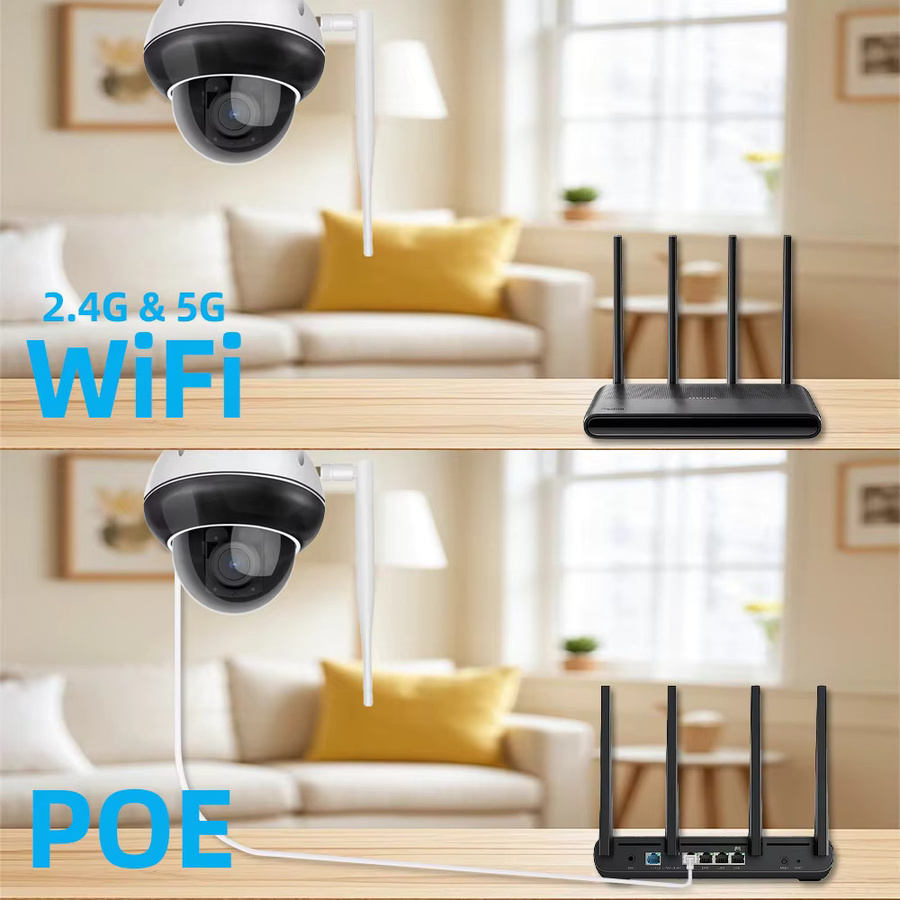 REHENTINT Tuya WiFi POE Onvif PTZ Outdoor Überwachungskamera mit 5MP Auflösung, 5X optischem Zoom, Motion Tracking und IR Audio in Weiß - Bild 3