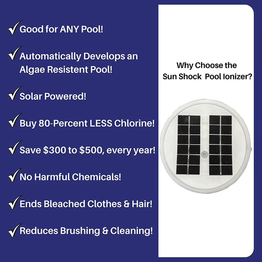 APWIKOGER Solarbetriebener Wasserreiniger in Weiß als Pool-Ionisator und Algenkiller für Schwimmbad, Whirlpool oder Spa mit Kupferanoden-Technologie - Bild 4