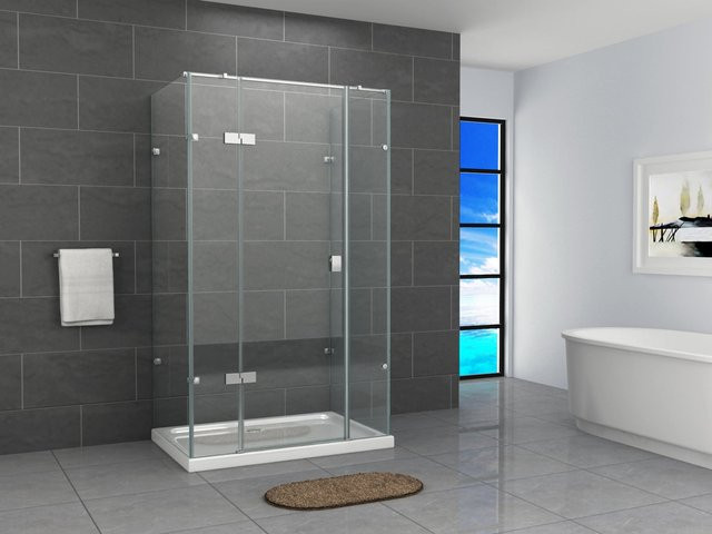 Fa-Bausysteme Glasdusche Isar Eckdusche links, Klarglas transparent mit Easy-Clean-Beschichtung, B/T: 120 x 80 cm - Bild 1