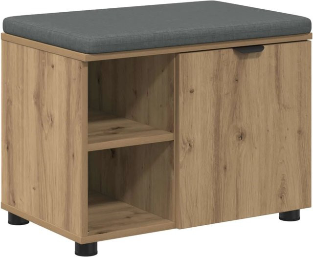vidaXL Flurbank mit Kissen und Schuhregal in Artisan-Eiche, Farbe Braun, B/T/H: 60 x 38 x 46 cm - Bild 1