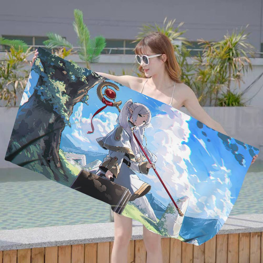 Dalangpa Strandtuch Frieren Anime Design Mikrofaser Weiß, B: 30 cm, H: 60 cm - Bild 3