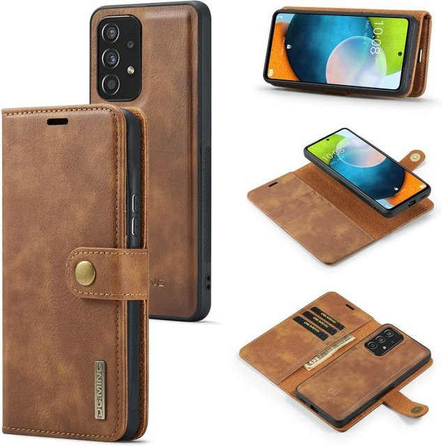 DG.MING Magnetische Leder Handyhülle mit Crazy Horse Textur für Samsung Galaxy A53 5G, braun - Bild 1