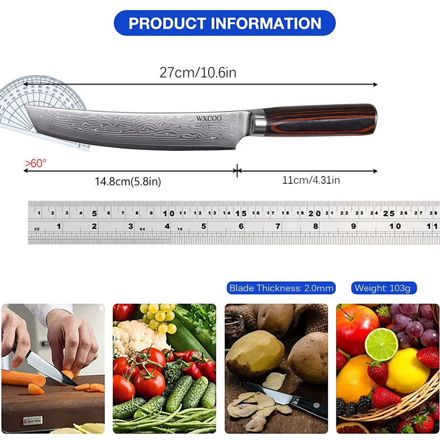 WXCOO Professionelles Japanisches Kochmesser aus Holz für Fleisch, Sushi und Obst - Bild 6