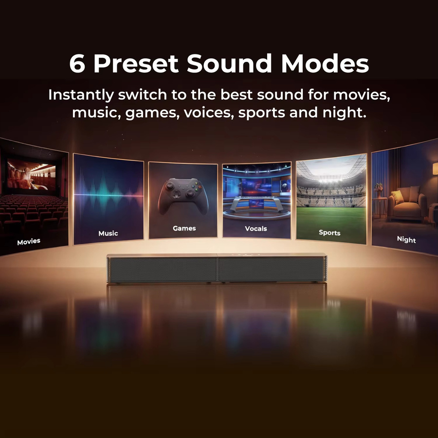 ULTIMEA 2.1-Kanal Soundbar Heimkinosystem in Schwarz mit 240W Leistung, kabellosem 5,25-Zoll Subwoofer, App-Steuerung, BassMX und VoiceMX für Smart TV - Bild 4