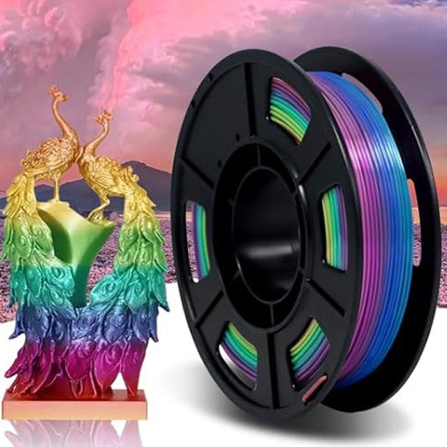 MANLANG PLA Filament Regenbogen-Seide Multicolour 1,75mm 250g für Hochgeschwindigkeits-FDM-Druck - Bild 1