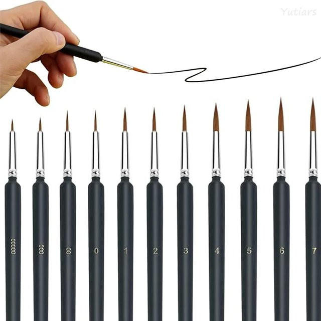 Yutiars Miniatur-Detailpinsel Set in Schwarz, 11 oder 22 Stück für Malen nach Zahlen und Nagelkunst - Bild 1