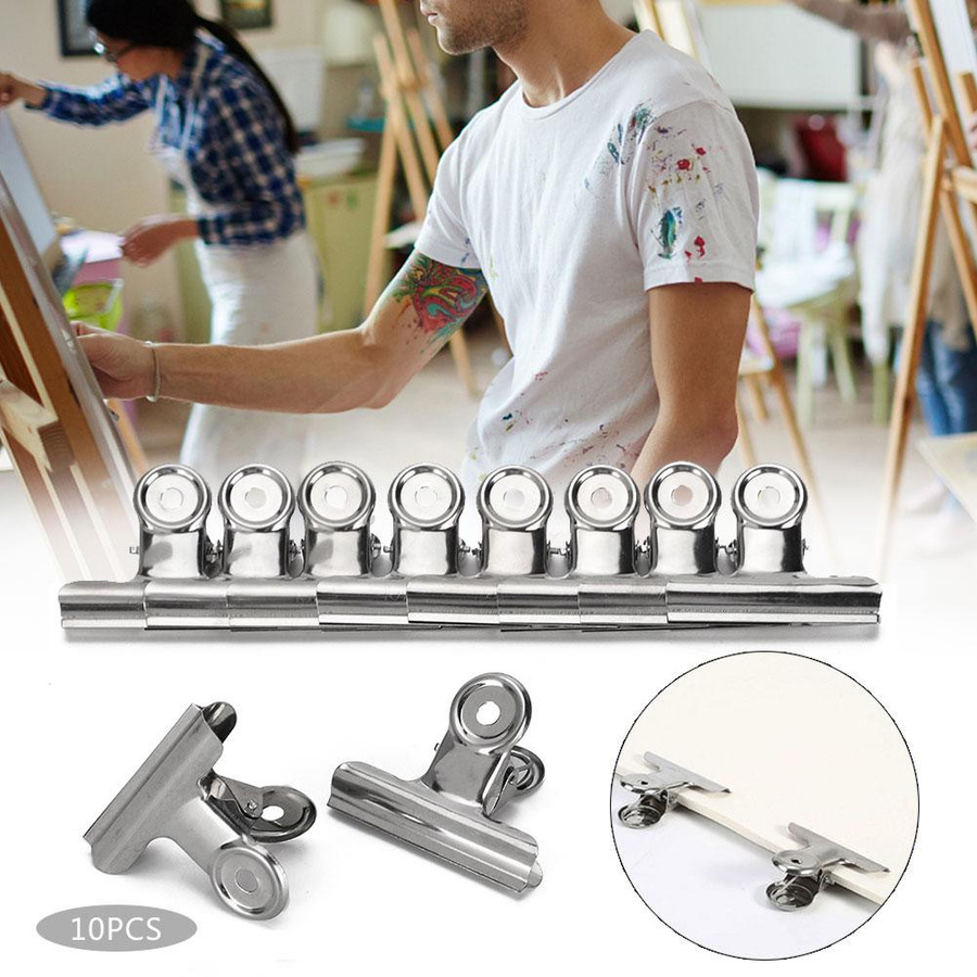 10 Stück Shoemst Foldback Clips aus Edelstahl in Silber für Dokumente und Kunstbedarf - Bild 2