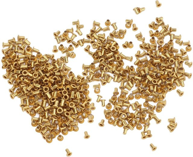 500 Stück Messingnieten von Shoemst in Gold mit abgerundeten Kanten für Bekleidung und Taschenzubehör, B/T/H: 1,5 x 3 x 2,5 mm - Bild 1