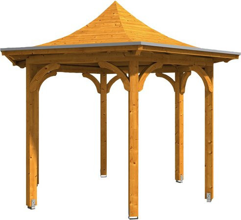 Skan Holz Pavillon Versailles aus Leimholz in Eiche Hell mit beige Zeltdach B/H/T: 418 x 332 x 360 cm - Bild 3