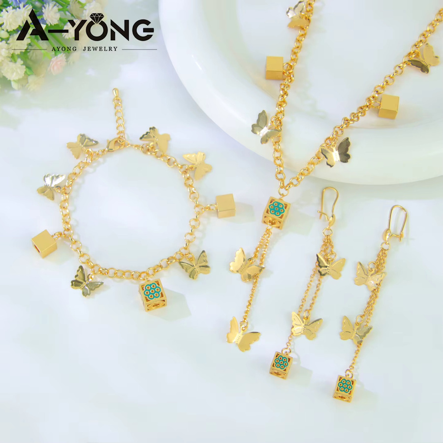 A-YONG AYONG JEWELRY Halskette, Armband, Ohrringe, Gold, Vintage - Bild 3