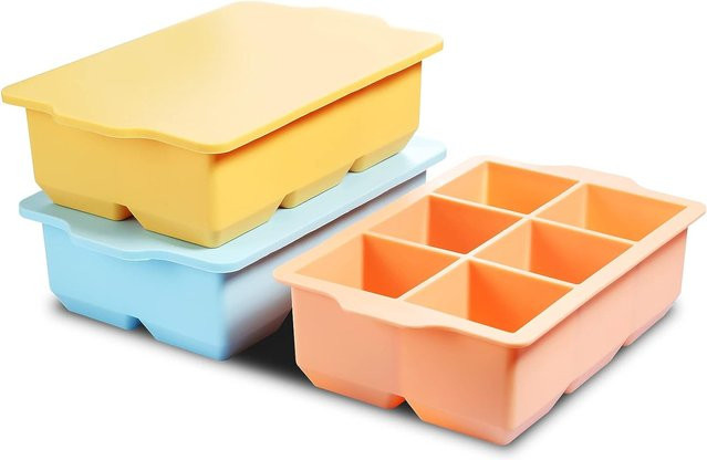 GGGold 3er Set Silikon Eiswürfelform für große quadratische Eiswürfel aus lebensmittelechtem Silikon - Bild 1