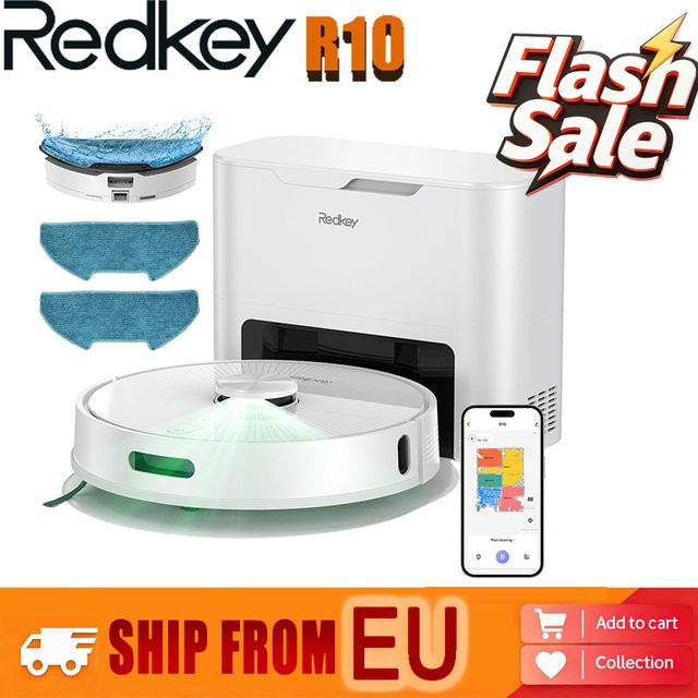 Redkey R10 2-in-1 Saugroboter und Wischmopp mit Selbstentleerungsfunktion, 4000Pa Saugkraft, LiDAR-Navigation, Weiß - Bild 1