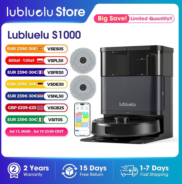 Lubluelu S1000 Saugroboter mit All-in-One Selbstreinigungsstation in Schwarz mit 11000Pa Saugkraft und Heißlufttrocknung - Bild 1