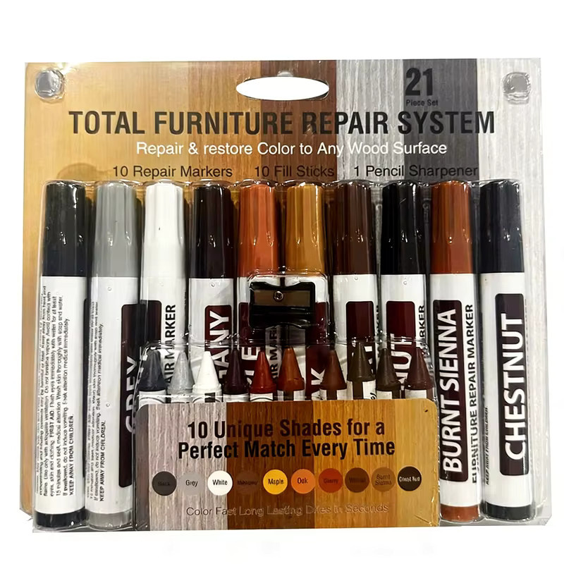 6- bis 12-teiliges Möbel-Reparaturmarker-Set in Mehrfarben zur Kratzerentfernung und Farbauffrischung für Holzmöbel - Bild 3
