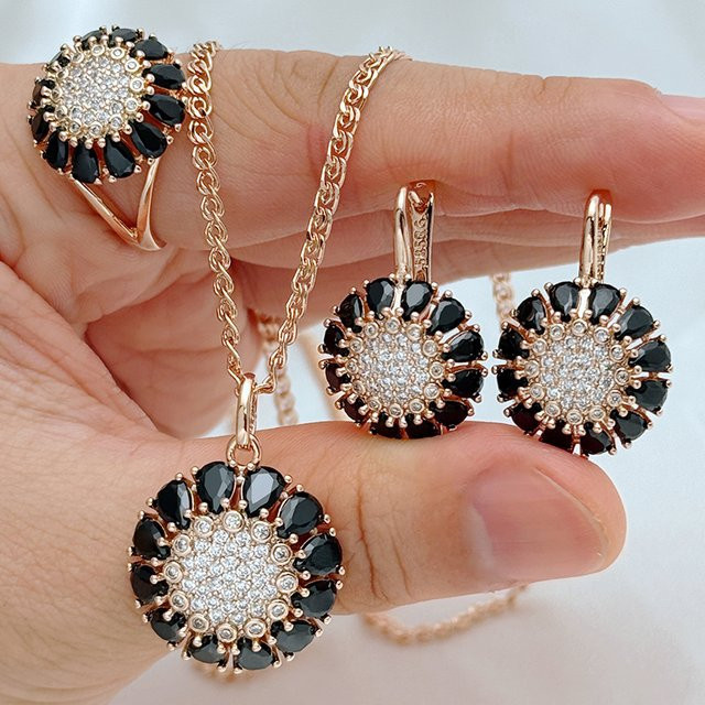Kinel Schmuck-Set 585 Roségold, Zirkonia, Damen, Vintage - Bild 1