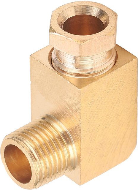 TOMTOP Ölleitungsverschraubung Winkel aus Messing in Gold als Adapter und Verbinder für den Rohranschluss PL618 - Bild 1