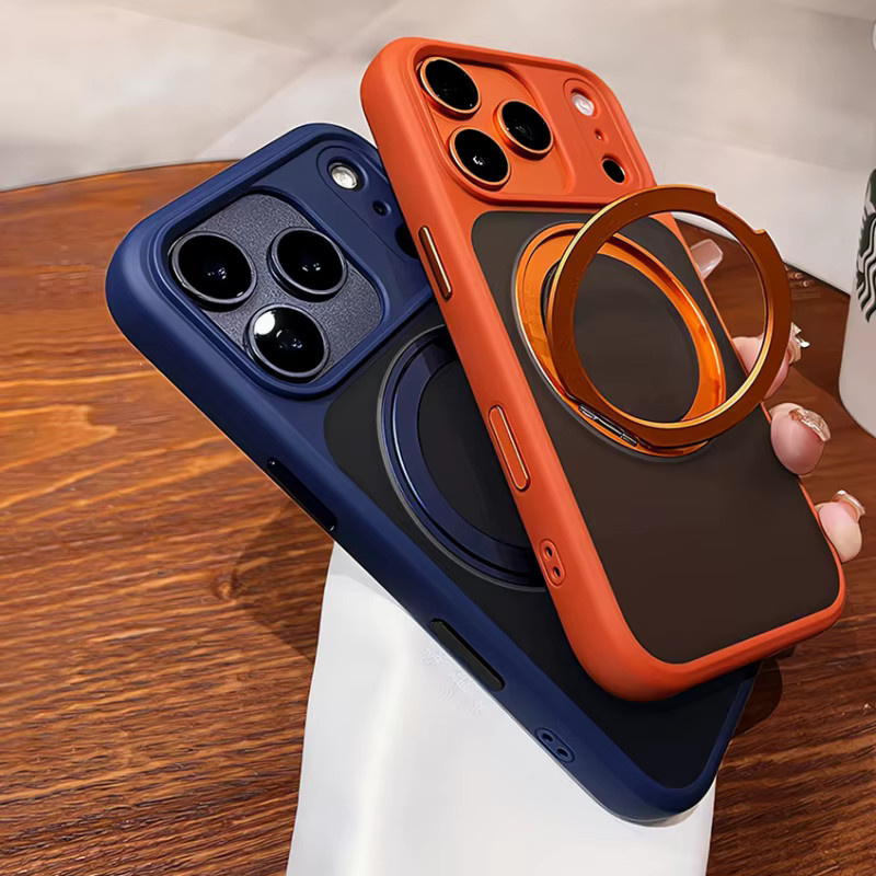 Xeber Magnetische iPhone Schutzhülle mit rotierendem Ring-Ständer in Braun für MagSafe kompatible Modelle - Bild 2